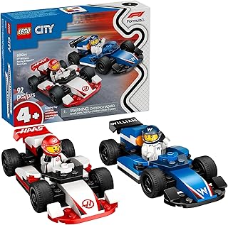 City F1 Williams Racing & Haas F1 Race Car Toys - Car Building Toy Set for Kids, Boys and Girls, Ages 4+ - Preschool Toy for Fans - Gift Idea for Birthdays - 60464