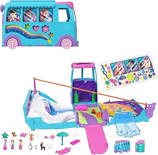 Micro Dolls and Transforming Camper Van Vehicle, Accessories Include Pets and Toy Car, Pet Mobile Adventure Playset