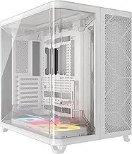 AIR 5400 LX-R RGB iCUE Link Triple-Chamber Mid-Tower Panoramic PC Case – 3X Pre-Installed Reverse-Rotor LX-R RGB Fans, Low-Noise, High Airflow Ducts, Reverse Motherboard Support – White