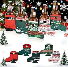 5 Pcs Sock-Shaped Christmas Beer Sleeves, Unique Boot Shape/Christmas Design/Snowflake Design, Keep Beer Cold, Suitable for Xmas Family Gatherings, Office Parties and Family Celebrations