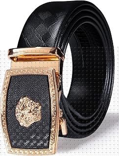 Mens Belts Leather Ratchet Automatic Buckle Slide Click 1 3/8" Designer Dress Fashion Classic Casual Work Business