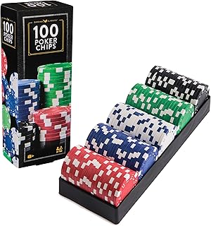 Spin Master Games, Cardinal Classics, 100-Piece Poker Chips Set, Classic Family Board Game, Poker Set for Beginners & Experts, Kids & Family, 2-10 Players, for Ages 8 & Up
