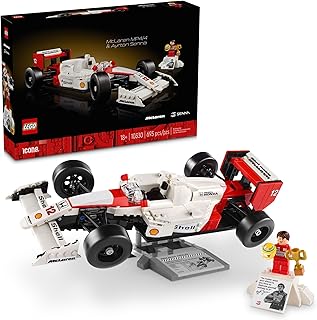 Icons McLaren MP4/4 & Ayrton Senna Minifigure Model Car Kit - Buildable F1 McLaren Set for Adults, Ages 18+ - Gift for Birthdays - 10330