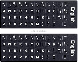 Universal Computer Keyboard Replacement Stickers - Black Background with White Lettering, Non Transparent (2PCS)