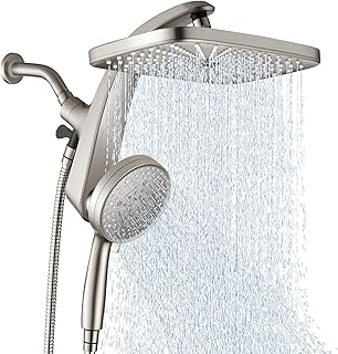 BOZYBO Rain Shower Head with Handheld: High Pressure Shower Heads with Handheld Spray Combo, 12" Rainfall Shower Head and 9 Sprays Hand Showerheads with Magnetic Docking and Power Jets, Nickel