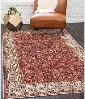 Superior Boho Floral Medallion Washable Rug, Non-Skid Backing, Pet & Kid Friendly, Easy Care, Non-Slip Rugs for Living Room, Kitchen, Bedroom, Low Pile Area Rug, Toucan Collection, 9' x 12', Beige