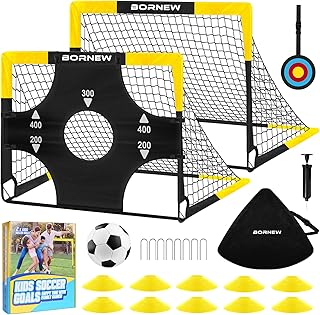 Kid Soccer Goal and Soccer Ball Targets Set - 6x4 / 4X3 ft Backyard & Indoor Soccer Goal, Portable Pop Up Soccer Net with Soccer Targets, Cones, Soccer Training Equipment for Ages 3-16 Year Gift