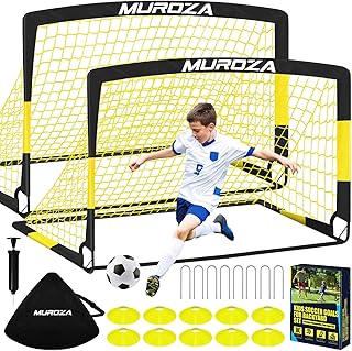 Soccer Goal, Kids Soccer Goals for Backyard Set, 2 Pack of Portable Pop Up Soccer Net with Soccer Ball, Cones, Complete Training Equipment for Youth, Toddler Outdoor Sports Games