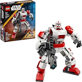 Star Wars Clone Shock Trooper Mech Building Toy for Boys & Girls - Poseable Star Wars Figure W/Pretend Play Blaster & Stud Shooter for Kids & Fans, Ages 6+ - Gift Idea for Birthdays - 75448