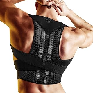 Adjustable Adult Corrector Corset with Back Therapy Shoulder Lumbar Brace - Spine rt Belt for Men & Women