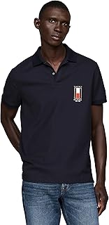 Adaptive Men's Short Sleeve Casual Polo Shirts in Regular Fit with Stretch and Vertical Logo Designs