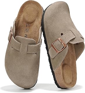 100% Genuine Leather Footbed Clogs for Women - Memory Foam Arch Support Slippers for Women - Trendy Slip-ons Women's Mules & Clogs Sandals
