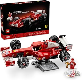 Icons Ferrari F2004 & Michael Schumacher Building Set for Adults, Ages 18+ - Ferrari F1 Bedroom, Home Office, Desk Decor - Gift Ideas for Men, Women & Fans - 11375