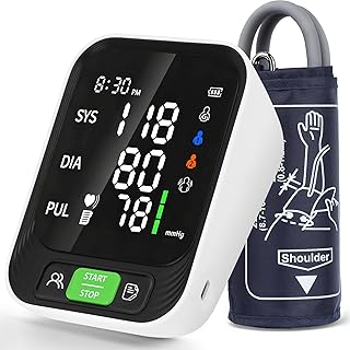 Blood Pressure Monitor for Home Use, Automatic Upper Arm BP Monitor with Adjustable Large Cuff (8.7-16.5 Inch), 3.7-Inch Large LED Screen, 2x199 Records for Seniors