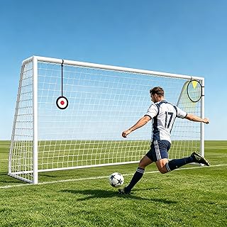 HOPERAN 12×6FT Soccer Goal for Backyard,Sturdy Metal Frame Soccer Goal with Shooting Target Net, 12 Training Cones,Outdoor Full Size Soccer Goals Training Equipment for Kids Teens Adults