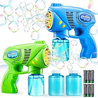 JOYIN 2 Kids Bubble Gun with 2 Bottles Refill Solution, Bubble Machine Gun for Toddlers Kids 4-8, Party Favors, Summer Toy, Outdoors, Easter, Birthday Gift