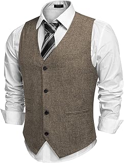 Men's Casual Business Vests Lightweight Waistcoat Slim Fit Suit Vest