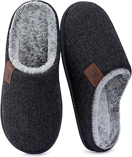 Men's Fuzzy Scuff Slippers Comfy Winter Warm Indoor House Shoes Fur Lined