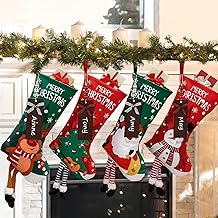 2023 New 4 Pack Christmas Stockings with Name Tags,18" Large Personalized Christmas Stocking Deer Santa Non-Woven Xmas Stocking,Fireplace Hanging Stockings Boots for Holiday Christmas Decor