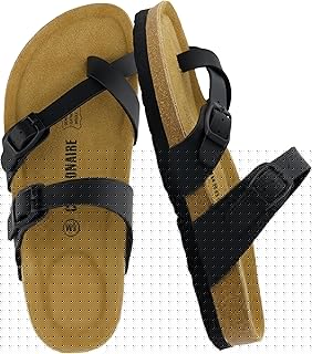 Luna Sandals for Women, Cork Footbed Womens Sandals for Summer Comfort with Adjustable Straps, Wide Width Available
