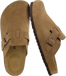 Haze Genuine Suede Leather Mens Clogs - Comfortable Slip On Potato Shoes for Men with Adjustable Buckle