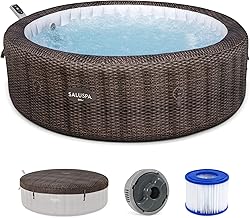 Bestway SaluSpa Bali 5 to 7 Person Inflatable Hot Tub, Round Energy-Efficient Portable Outdoor Spa with 180 AirJets, 85" x 28"
