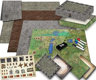 DND Map Starter Set - 22” x 26" Double Sided, Wet & Dry Erase Battle Terrain Grid for Dungeons and Dragons - Tabletop Board Gaming Kit with Accessories