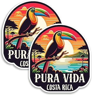 Pura Vida Costa Rica Magnet 4 Inch 2-Pack Country Central America – Strong Vinyl Decorative Travel Magnets for Fridge Locker Kitchen Office – Cute Fun Aesthetic Cool Durable & Long-Lasting ID44999