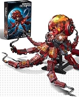 Mechanical Octopus Building Sets with Light, Ocean Animal Building Kits for Adults, Compatible with Lego Octopus, 882PCS STEM Toy for Teens Boys & Girls 8-16