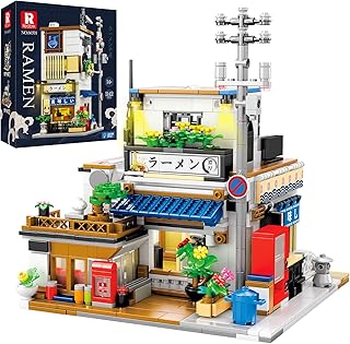 Japanese Ramen Shop Building Blocks 66501, 2 in 1 Creative Street View House Building Kit with Light, Japanese Architecture Home Office Decor, Ideal Gifts for Boys Girls Adults 14+