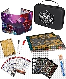 All-in-One Mini Tabletop RPG Adventure Kit – Compact & Tidy DND Starter Set with DM Screen, Maps, Tokens, Dice & Storage Case | Ideal Gift for DMS, Beginners & Travel RPG Players