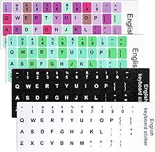 4 Pcs Keyboard Stickers, Universal Keyboard Replacement Letters Colorful Keyboards Stickers Letters for PC Laptop Notebook Computer Desktop (Black, White, Green, Purple)