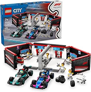 City F1 Garage & Mercedes-AMG & Alpine Cars Toy - Model Race Car Building Toy and Portable Playset for Kids, Boys and Girls, Ages 7+ - F1 Collectible for Fans - Gift Idea for Birthdays - 60444