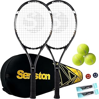 Senston Tennis Rackets for Adults 27 inch Tennis Racquets - 2 Player Tennis Racket Set with 3balls,2 Grips, 2 Vibration Dampers