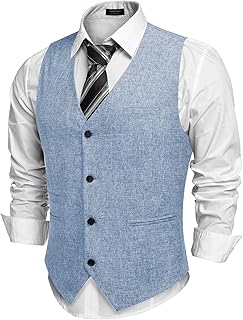 Men's Casual Business Vests Lightweight Waistcoat Slim Fit Suit Vest