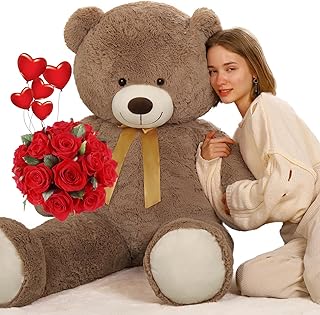 Tezituor Big Teddy Bear,52'' Giant Stuffed Animal Plush Toys for Adults Children,Girlfriend Soft Life Size Bears Plushie Gifts for Valentine, Christmas, Birthday,Baby Shower Decoration