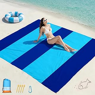 Famstar Beach Blanket Oversized Extra Large 78"X81"/10'X9',Waterproof Sandproof Beach Blanket 2-8 Adults Lightweight Durable for Travel Camping Hiking Picnic