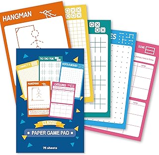 GRANDLMOON 5 Portable Travel Game Activities Pad On The Go Plane Trip Pen Pencil and Paper Game for Kids 6 x 9-inches (75 Sheets)