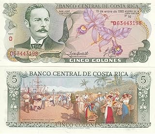 Costa Rica 5 Colones 1990 P#236e UNC Paper Money | Historical Banknote Collection