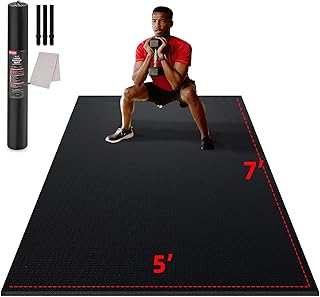GymCope Large Exercise Mat for Home Workout,12‘x6’/10'x6'/9'x6'/8'x6'/7'x5'/6'x4' (7mm) Extra Thick Workout Mat, High-Density Gym Mat for Cardio, Jump Rope, MMA, Weights (Shoe-Friendly)