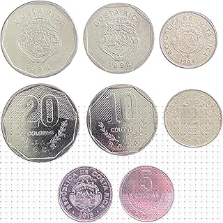 Costa Rica 4 Coin Set – 2, 5, 10, 20 Colones | UNC Collectible & Educational World Coins | Featuring National Arms & Historic Ships