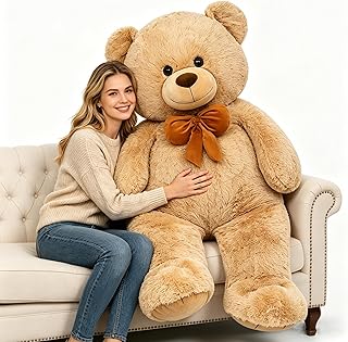 MaoGoLan Giant 47" Teddy Bear Stuffed Animal, Cuddly Large Classic Teddy Bear Plush Toy Gift for Girlfriend Boyfriend Kid, 4ft Brown Stuffed Animal for Valentines Day Birthday Gift Baby Shower Decor