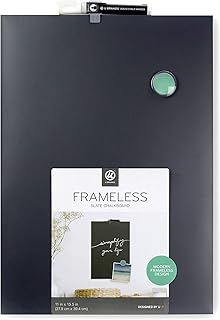 U Brands Magnetic Chalkboard, 11" x 15.5", Frameless, Premium Matte Surface, Includes Marker and Magnet