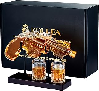Birthday Gifts for Men Dad, Kollea Gun Whiskey Decanter Set with Shot Glass, Cool Anniversary Ideas for Him Husband Brother, Funny Military Retirement Present, Home Bar Drinking Party, Valentine's Day