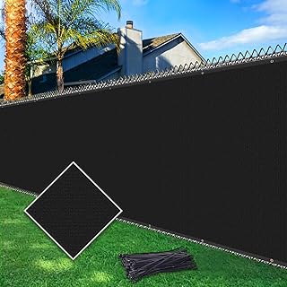 6ftx50ft Fence Privacy Screen Heavy Duty 170 GSM Windscreen & Dustproof Fabric Privacy Screen Covering Mesh Fencing for Outdoor Patio, Balcony, Pool Deck, Black