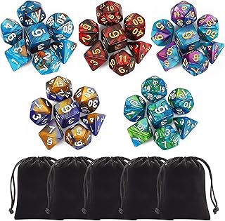 Polyhedral Dice Set - DND Role Playing Dice for Dungeons and Dragons RPG Table Games, Double-Color, 35pcs