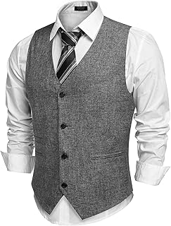 Men's Casual Business Vests Lightweight Waistcoat Slim Fit Suit Vest