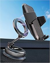 Car Phone Mount with Magnetic Clip for Magsafe & Android 360 Universal Suction Phone Mount for Dashboard Windshield Car Phone Holder for Car for iPhone 17 16 15 14 Pro Max Samsung Galaxy S25 Cell