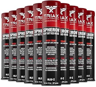 TRIAX Spheron Grease NLGI-2 Lithium Complex, High Temp, Super Heavy Duty | Ultra Tacky, EP, Waterproof | for 5th Wheel, Joints, Pivots, Wheel Bearings, and Chassis (14 Oz Tube - 10 Pack)