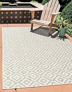 Unique Loom Jill Zarin Outdoor Collection Area Rug - Costa Rica (7' 10'' x 10' Rectangle, Light Gray/ Ivory)